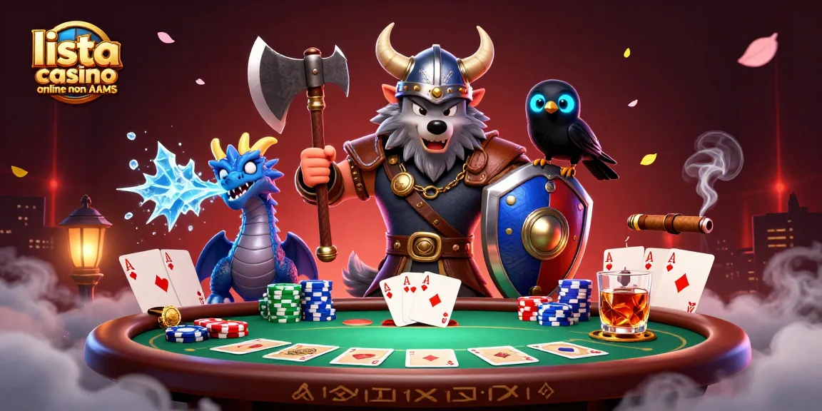 Interagisci con lista casino online non AAMS in una scena vibrante 3D di guerrieri e draghi.