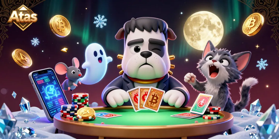 Engage in thrilling gaming at Atas with animated characters in a bustling casino scene.