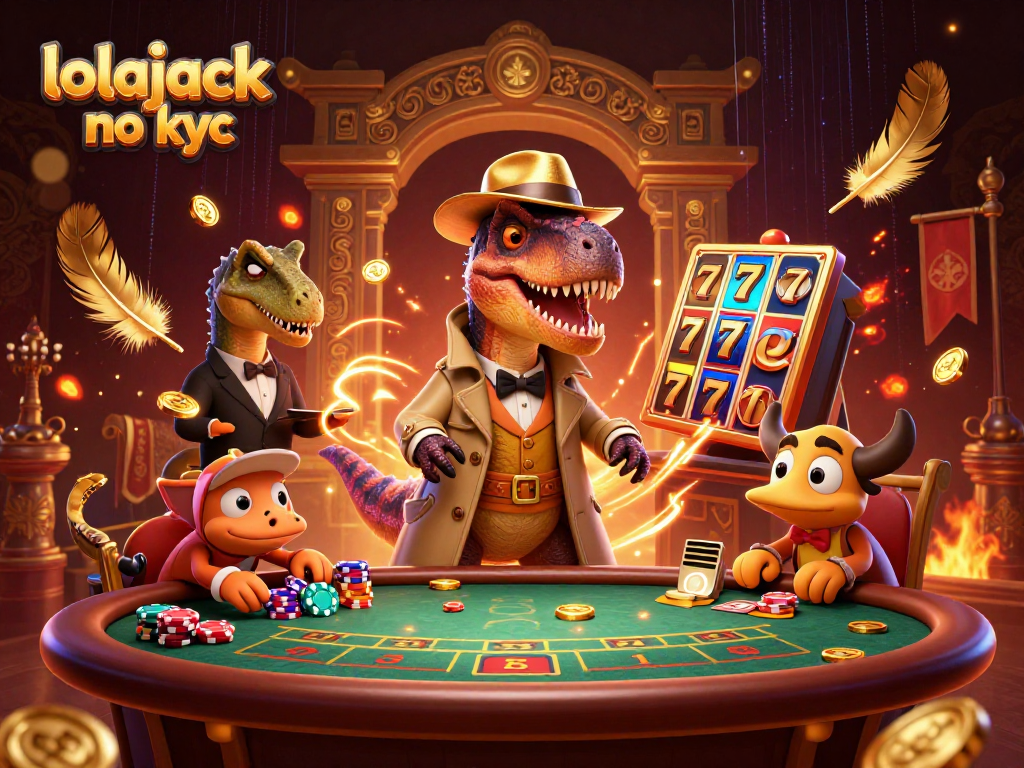 Experience thrilling moments at lolajack no kyc blackjack table with a sneaky velociraptor card counter.