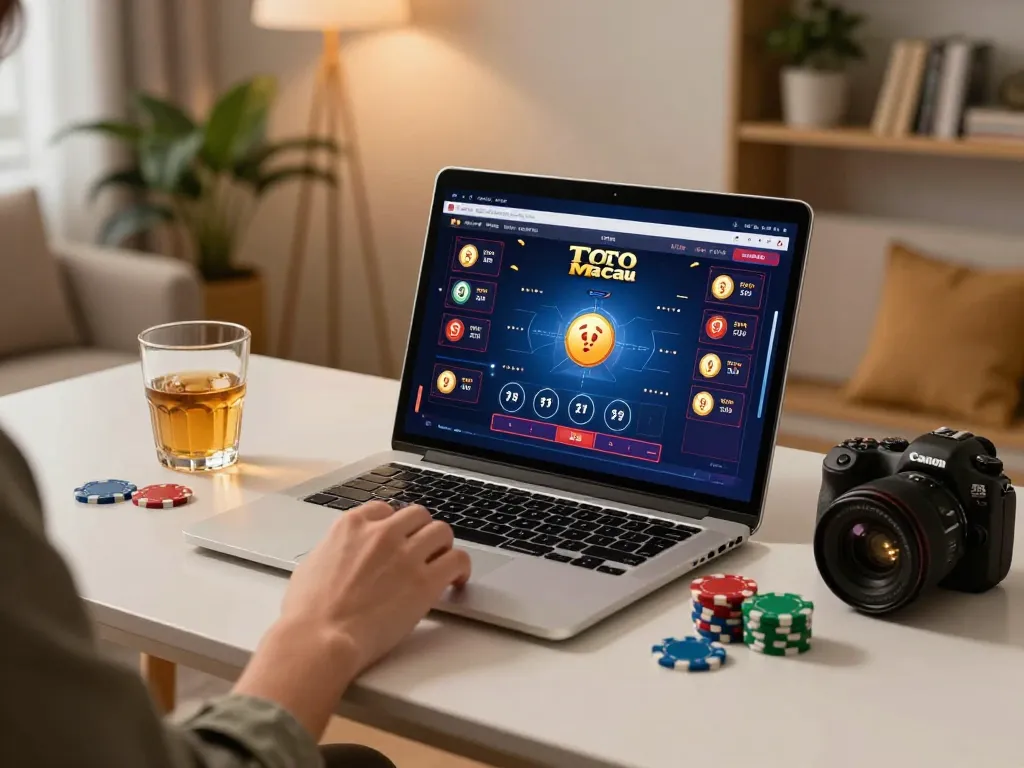 Strategi taruhan Toto Macau yang disorot di laptop selama sesi permainan di rumah yang menarik.