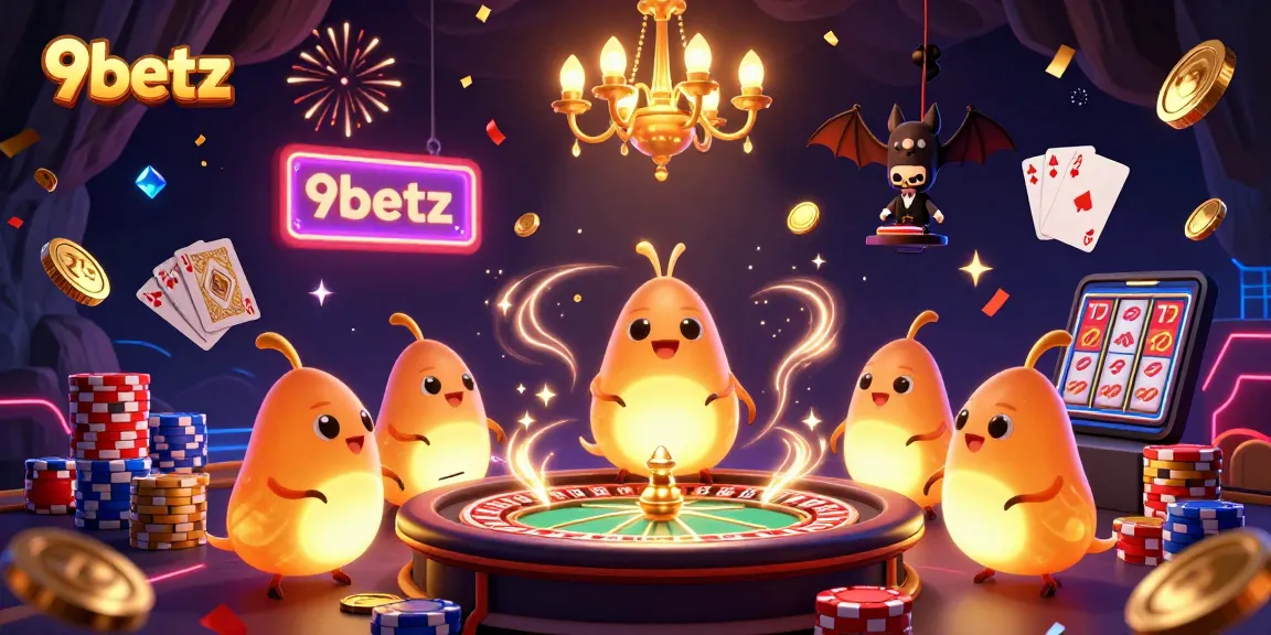 Experience the thrill of 9betz with glowworms lighting up a cave casino gameplay scene, featuring vibrant elements.