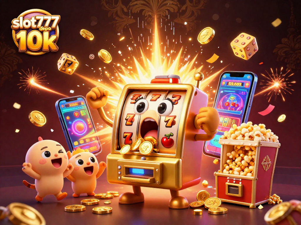 Engage in exciting gaming with slot777 depo 10k as a golden slot machine hits the jackpot.