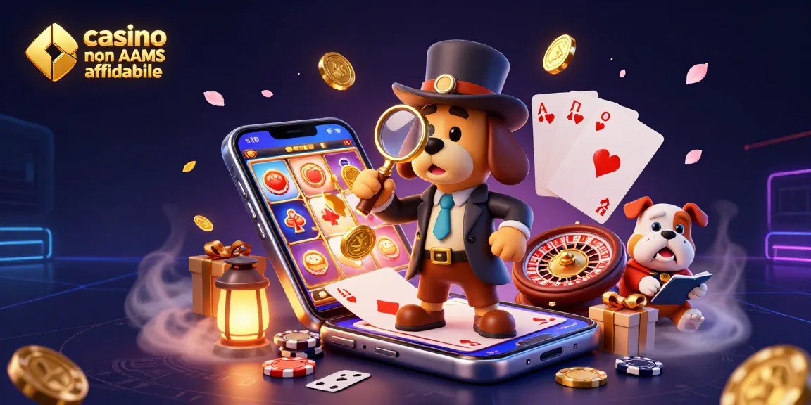 Scopri il casino non AAMS affidabile in un'illustrazione ricca e dettagliata piena di elementi di gioco.