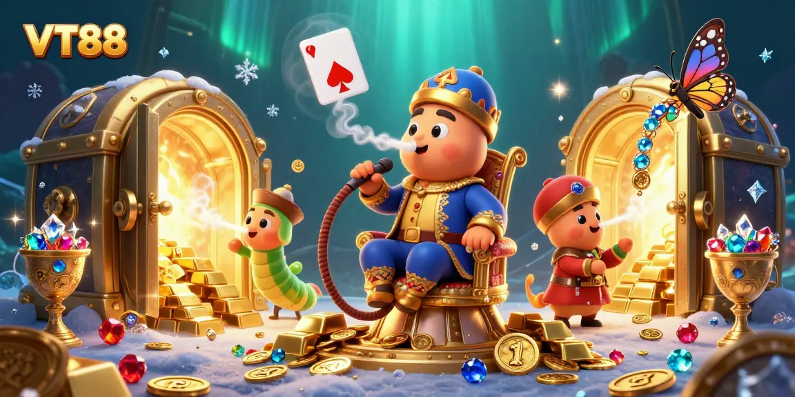 VT88 elevates your gaming with vibrant illustrations of a hookah-master in a golden throne.