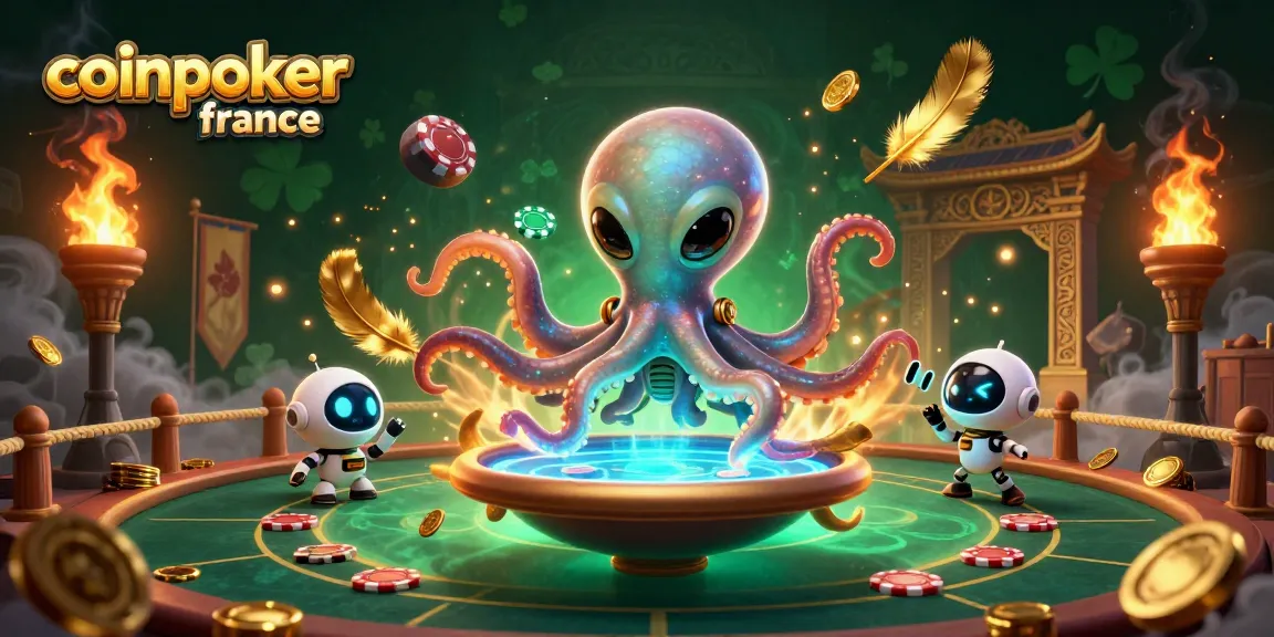 Jouez à coinpoker france avec des personnages de science-fiction autour d'une table de poker holographique.