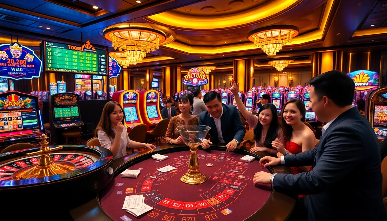 Petaruh yang antusias di meja togel sumo merayakan kemenangan di kasino mewah.