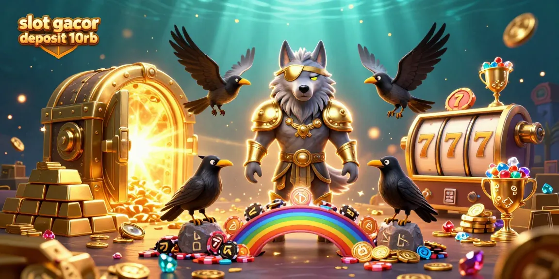 Win big with attractive slot gacor deposit 10rb scene featuring Norse characters and casino elements.