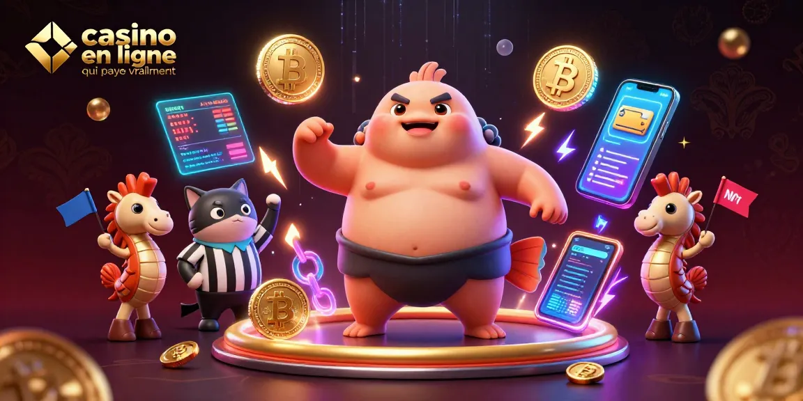 Essayez de gagner sur casino en ligne qui paye vraiment avec une illustration captivante d'un fugu en sumo.
