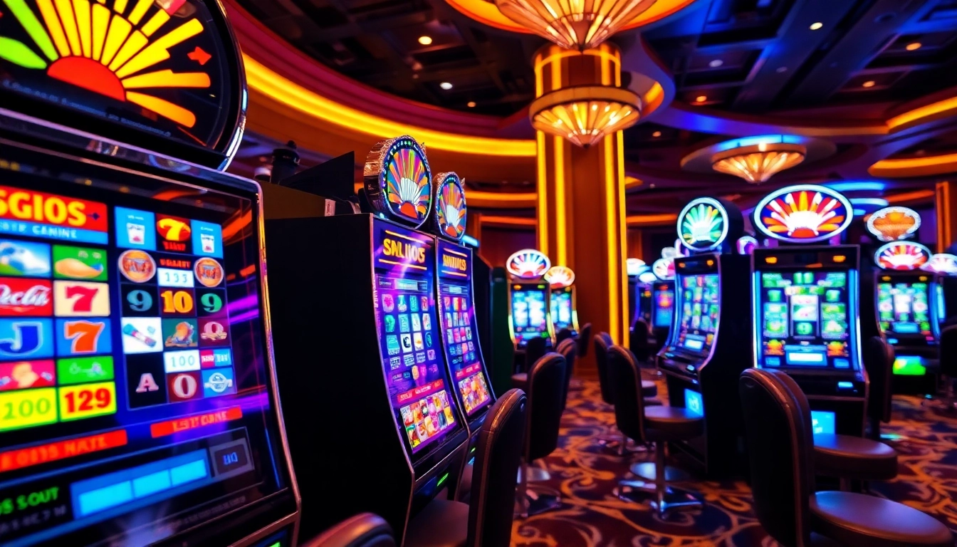 Menangkan Slot Deposit 5k dengan mesin slot berwarna-warni di kasino yang mewah.