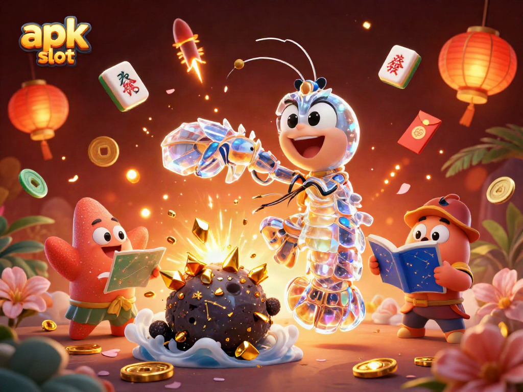 Experience apk slot excitement with a galactic samurai and treasures in a vibrant casino scene.