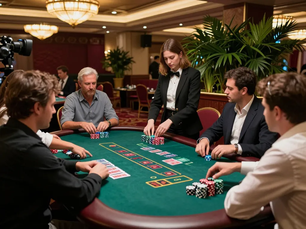 Players eagerly engaging in blackjack at AE888’s casino, showcasing strategic bets and lively gaming
