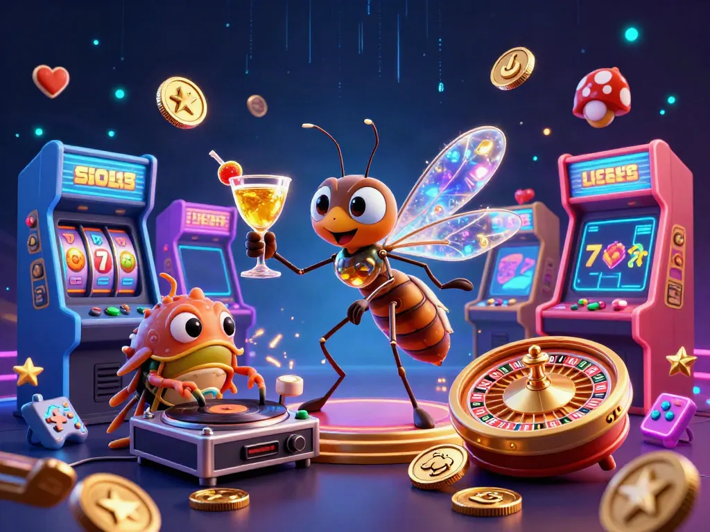 Engaging slot illustration featuring a casino mascot and gaming elements for players.