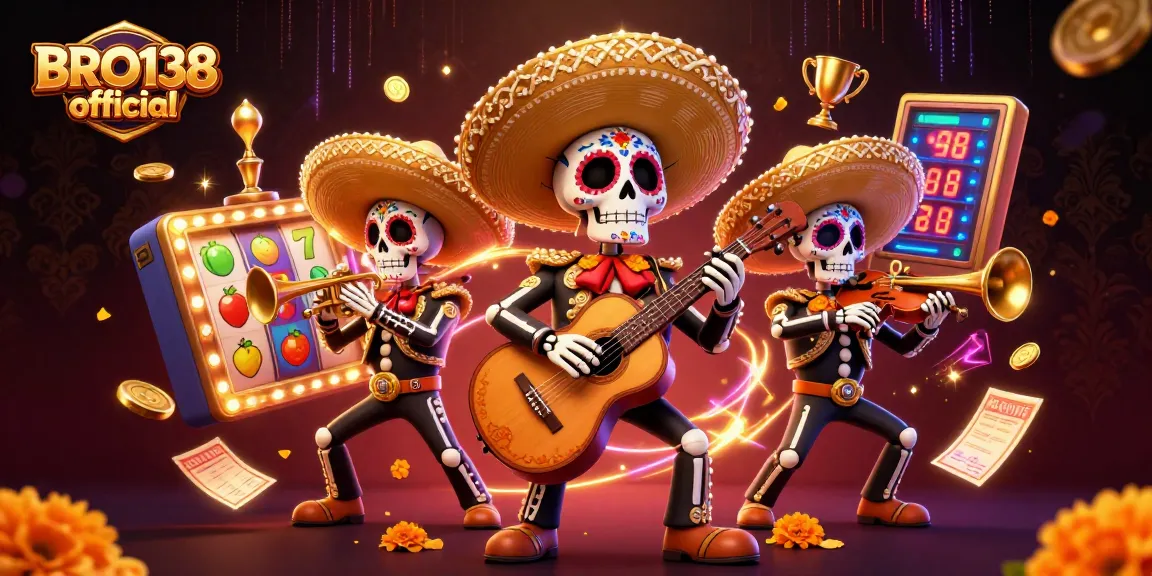 Play exciting slots at BRO138 official with vibrant Day of the Dead mariachi celebration.