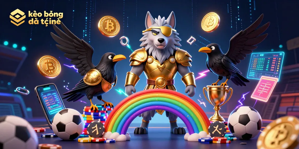 Enhance your betting strategies with kèo bóng đá trực tuyến visuals, showcasing sports betting elements and cryptocurrency integrations.