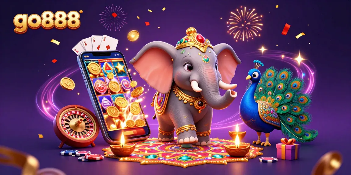 Engage with thrilling slots and games at go888 in a vibrant 3D festival setting.