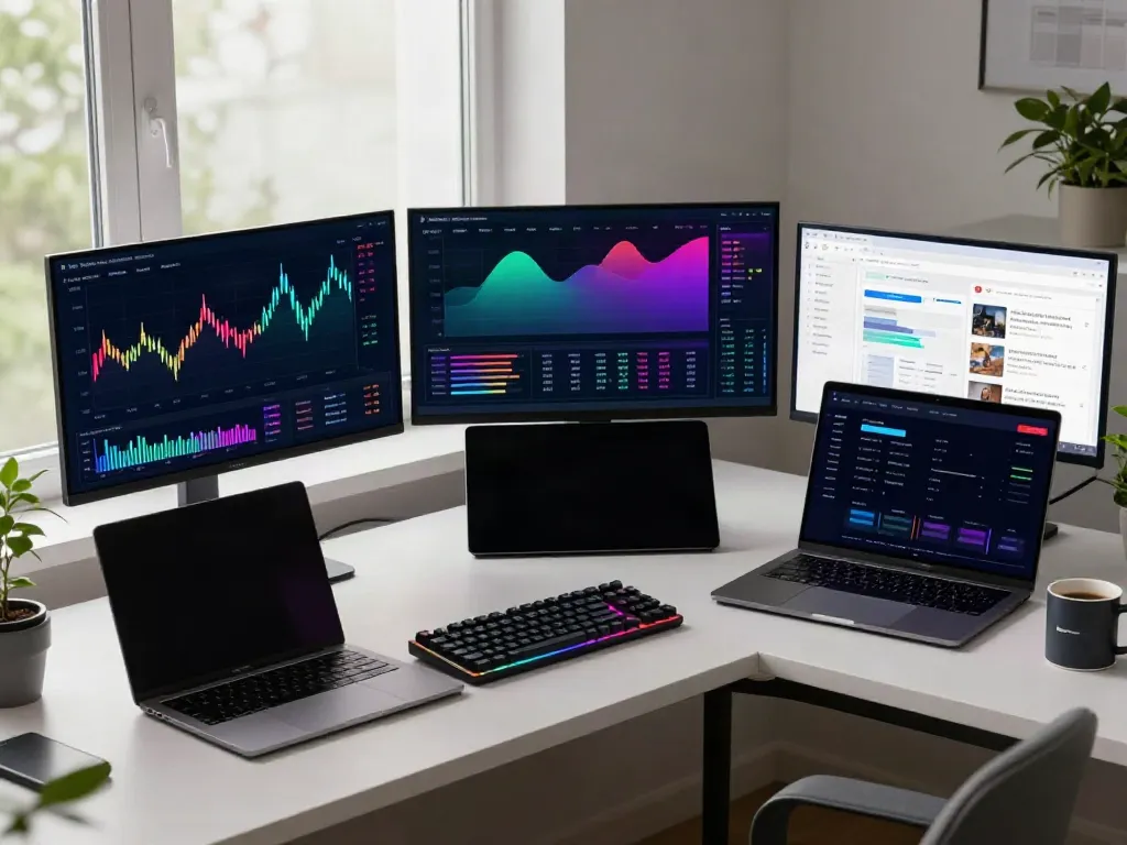 India financial data provider showcasing professional crypto trading environment with advanced technical setups and management tools.