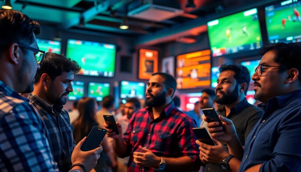Engaged audience participating in sports betting in India during live sports events.