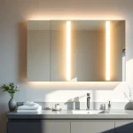 sonni Spiegelschrank in modernem Badezimmer mit LED-Beleuchtung und eleganter Atmosphäre.