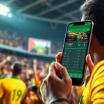 Engaging smartphone interface showcasing sports betting in India surrounded by vibrant sports atmosphere.