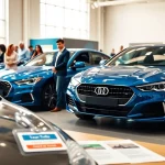 Explore options to buy a car at a vibrant dealership with diverse customers and beautiful vehicles.