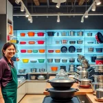 Explore the cookware shop Auckland filled with various pots, pans, and kitchen utensils.