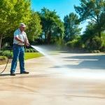 Concrete cleaning in Kissimmee by professional pressure washing team.