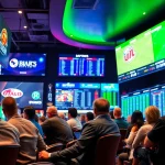 Engaged bettors at sportsbooks in Alberta monitor live odds and sports events with excitement.