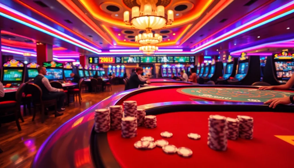 Players enjoying games at Canada casinos online, showcasing excitement in a vibrant casino setting.