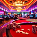 Players enjoying games at Canada casinos online, showcasing excitement in a vibrant casino setting.