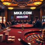 Experience high-stakes poker at MK8.COM, featuring vibrant colors, plush tables, and thrilling gameplay.