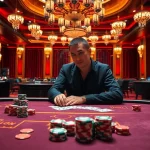 Analyze the dark web scam list while engaged at a luxurious poker table with vibrant chips and cards.
