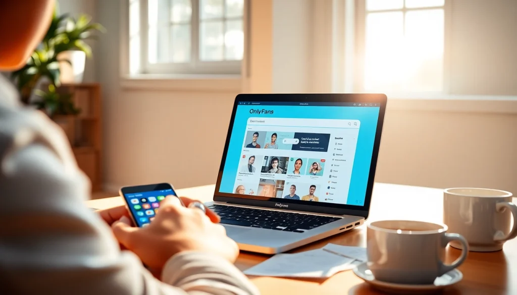 Find someone on OnlyFans with an engaging, user-friendly search interface showcased on a laptop.