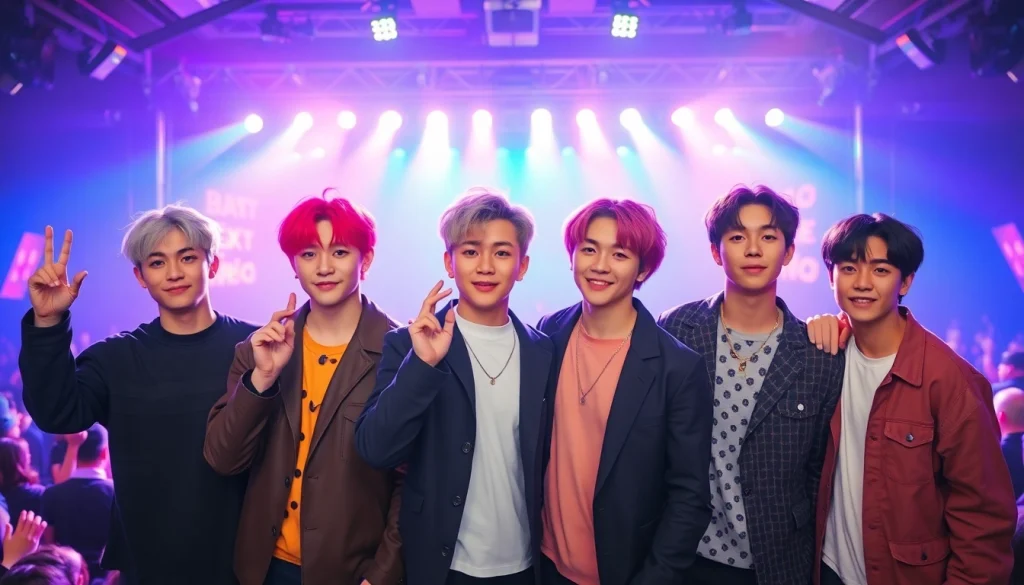 Dynamic performance of BTS members showcasing their vibrant energy and unity.