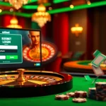 Sbobet login terbaru showcased on a sleek online betting interface with vibrant casino elements.