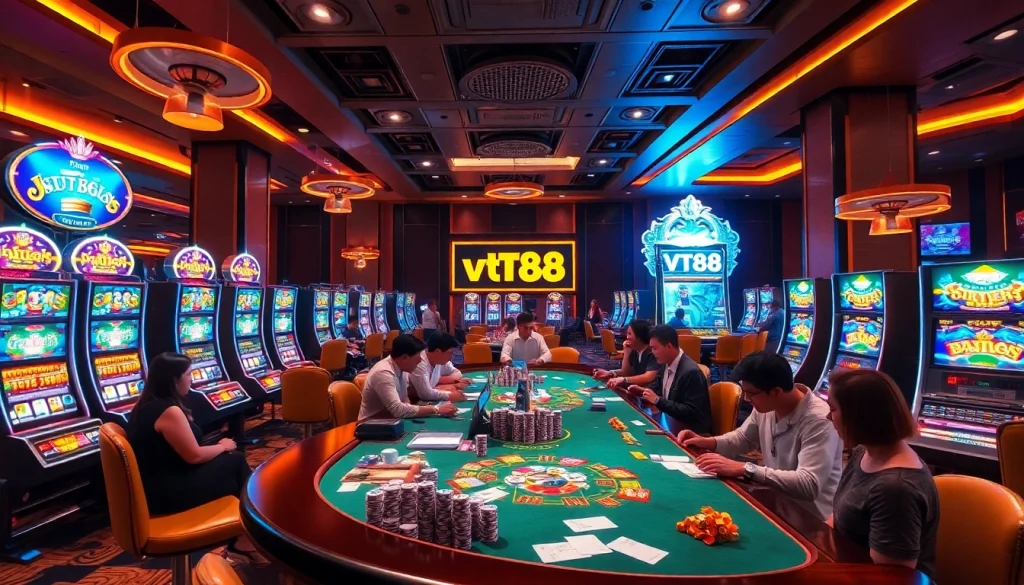 Experience the excitement of vt88 with luxurious casino tables and vibrant slot machines.
