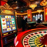 Play 'slot scatter hitam' on an enticing, vibrant casino floor filled with excitement and high-stakes action.