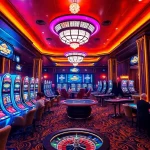 Playing slots at idnslot with vibrant lights and engaging games for big wins.