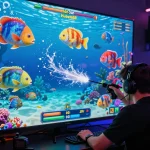 Bắn cá hubet88 online game scene with a player engaging in colorful underwater fishing action.