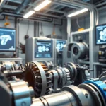 Technische Animation zeigt fortschrittliche Maschinen und Animationen in einem modernen Labor.