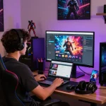 Interactive gaming space showcasing engaging porno games on a high-res display.