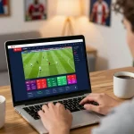 Engaging online sports betting session at home featuring 388bet's dynamic platform