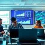 SEO Agency Clearwater collaborating in a modern workspace with digital analytics.