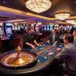 cm88-t1 players eagerly placing bets at a roulette table in a vibrant Las Vegas casino