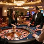 Players enjoying the roulette action at TR88 casino under warm ambient lighting.