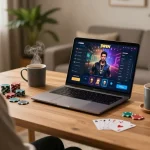 Player engaging with 3win actor online gaming interface at home, showcasing strategy and enjoyment