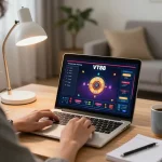 Player analyzing strategies on VT88 casino app while enjoying a cozy home gaming session.
