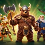 Jouez à machine a sous casino en ligne avec des ours vikings et des aigles, illustrant la magie des jeux de machines à sous