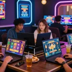 Players enjoying slot gacor games online in a vibrant virtual setting with colorful graphics and engaging atmosphere.