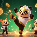 Profitez de la scène animée de casino en ligne meilleurs bonus avec un panda lutteur stimulant des émotions sous un éclairage dynamique.