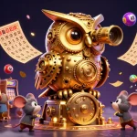 Casinos en ligne : Plongez dans un univers magique avec un hibou doré et des éléments de jeu dynamiques.